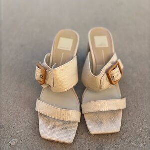 Dolce Vita Cream Heels with Buckle Accent